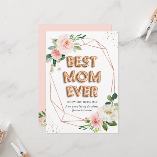 バラ金ゴールドバルーン最高のフローラマママママママママザーズ日 カード (正面/裏面インサイチュ)