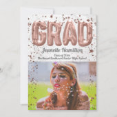 バラ金ゴールドバルーン紙吹雪女子卒業 招待状 (正面)