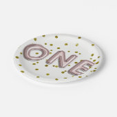 バラ金ゴールドバルーン紙吹雪1歳1歳の誕生日パーティー ペーパープレート (アングル)