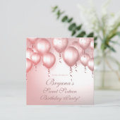 バラ金ゴールドバルーン輝く誕生日パーティスウィート16 招待状 (スタンド正面)