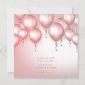 バラ金ゴールドバルーン輝く誕生日パーティスウィート16 招待状 (裏面)