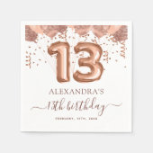 バラ金ゴールドバルーン13th誕生日パーティー スタンダードカクテルナプキン (正面)