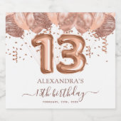 バラ金ゴールドバルーン13th誕生日パーティー スパークリングワインラベル (シングルラベル)