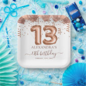 バラ金ゴールドバルーン13th誕生日パーティー ペーパープレート (パーティー)