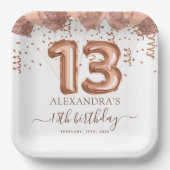 バラ金ゴールドバルーン13th誕生日パーティー ペーパープレート (正面)