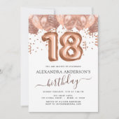バラ金ゴールドバルーン18th誕生日パーティー紙吹雪 招待状 (正面)