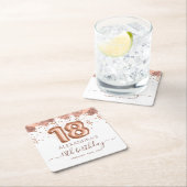 バラ金ゴールドバルーン18th誕生日パーティー スクエアペーパーコースター (インサイチュ)