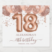 バラ金ゴールドバルーン18th誕生日パーティー スパークリングワインラベル (シングルラベル)