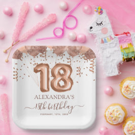 バラ金ゴールドバルーン18th誕生日パーティー ペーパープレート