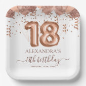 バラ金ゴールドバルーン18th誕生日パーティー ペーパープレート (正面)