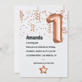 バラ金ゴールドバルーン1st誕生日 招待状 (正面)