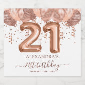 バラ金ゴールドバルーン21歳の誕生日パーティー スパークリングワインラベル (シングルラベル)