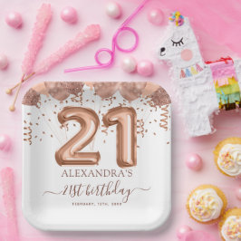 バラ金ゴールドバルーン21歳の誕生日パーティー ペーパープレート