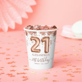 バラ金ゴールドバルーン21歳の誕生日パーティー 紙コップ