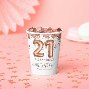 バラ金ゴールドバルーン21歳の誕生日パーティー 紙コップ