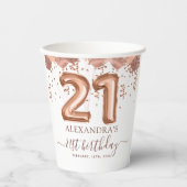 バラ金ゴールドバルーン21歳の誕生日パーティー 紙コップ (正面)