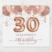 バラ金ゴールドバルーン30th誕生日パーティー スパークリングワインラベル (シングルラベル)