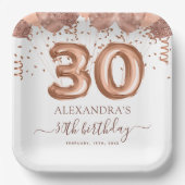 バラ金ゴールドバルーン30th誕生日パーティー ペーパープレート (正面)