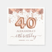 バラ金ゴールドバルーン40th誕生日パーティー スタンダードカクテルナプキン (正面)