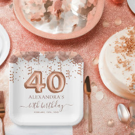 バラ金ゴールドバルーン40th誕生日パーティー ペーパープレート