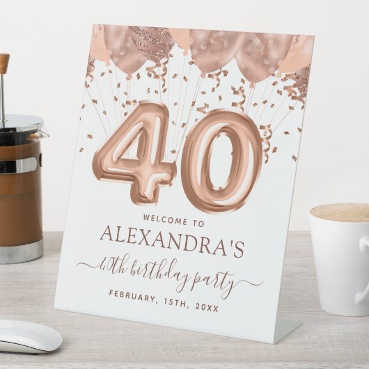 バラ金ゴールドバルーン40th誕生日パーティー 台座サイン (インサイチュ)