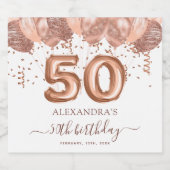 バラ金ゴールドバルーン50th誕生日パーティー スパークリングワインラベル (シングルラベル)