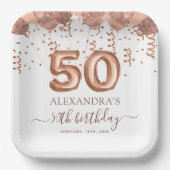 バラ金ゴールドバルーン50th誕生日パーティー ペーパープレート (正面)