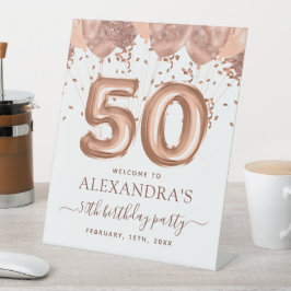 バラ金ゴールドバルーン50th誕生日パーティー 台座サイン