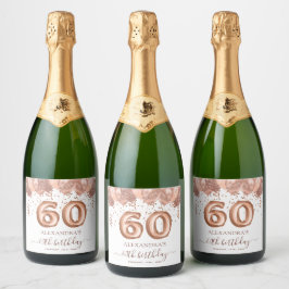 バラ金ゴールドバルーン60th誕生日パーティー スパークリングワインラベル