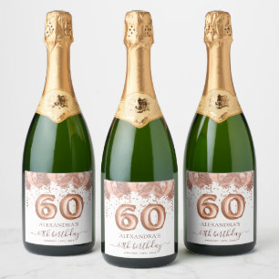 バラ金ゴールドバルーン60th誕生日パーティー スパークリングワインラベル