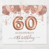 バラ金ゴールドバルーン60th誕生日パーティー スパークリングワインラベル (シングルラベル)
