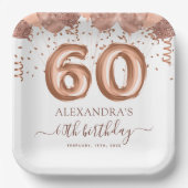 バラ金ゴールドバルーン60th誕生日パーティー ペーパープレート (正面)