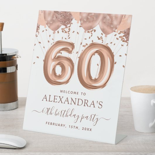 バラ金ゴールドバルーン60th誕生日パーティー 台座サイン (インサイチュ)