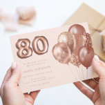 バラ金ゴールドバルーン80th誕生日パーティー 招待状<br><div class="desc">バラ金ゴールドバルーン80th Birthday Party Invitationニッチ&ネストストアのマッチングコレクションを参照</div>
