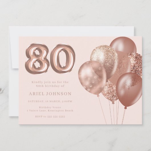 バラ金ゴールドバルーン80th誕生日パーティー 招待状 (正面)