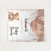 バラ金ゴールドバルーンteddy bear baby shower welcome タペストリー (正面(横))