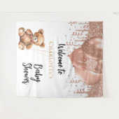 バラ金ゴールドバルーンteddy bear baby shower welcome タペストリー (正面(横))