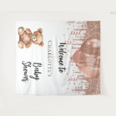 バラ金ゴールドバルーンteddy bear baby shower welcome タペストリー (正面(横))