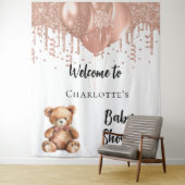 バラ金ゴールドバルーンteddy bear baby shower welcome タペストリー (インサイチュ)