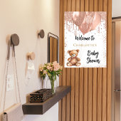 バラ金ゴールドバルーンteddy bear baby shower welcome ポスター