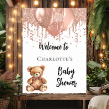 バラ金ゴールドバルーンteddy bear baby shower welcome