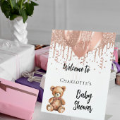 バラ金ゴールドバルーンteddy bear baby shower welcome 台座サイン