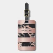 バラ金ゴールドバンド、ブラック&バラ金ゴールド大理石、名前 ラゲッジタグ (正面縦)
