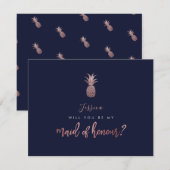 バラ金ゴールドパイナップルが私のメイド・オブ・オーナー（花嫁付き添い人） セーブザデート (正面/裏面)