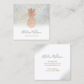 バラ金ゴールドパイナップルオンフェイクグリッター スクエア名刺 (正面/裏面)