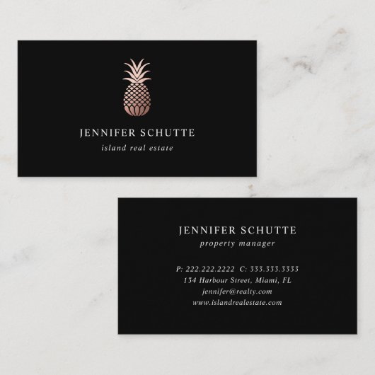 バラ金ゴールドパイナップルシックブラックアイランドリアルティグループ 名刺 (正面/裏面)