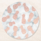 バラ金ゴールドパイナップル大理石 ラウンドペーパーコースター (正面)