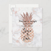 バラ金ゴールドパイナップル熱帯結婚式の日付を保存 案内ポストカード (正面/裏面)