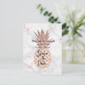 バラ金ゴールドパイナップル熱帯結婚式の日付を保存 案内ポストカード (スタンド正面)
