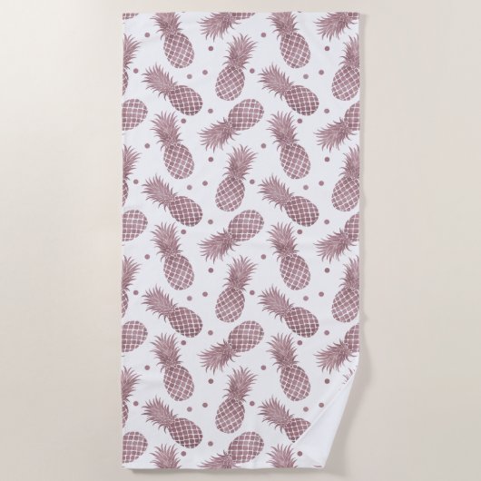 バラ金ゴールドパイナップル ビーチタオル (正面)